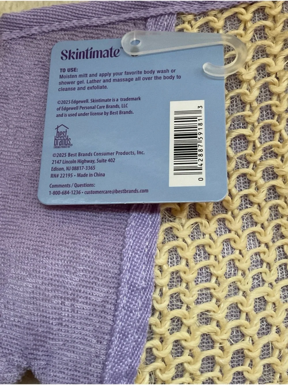 Skintimate Exfoliating Bath Mitt - Lavender and Cream